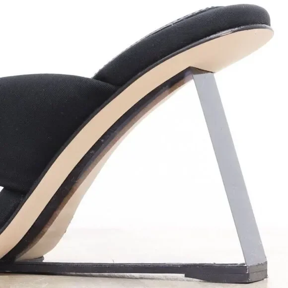 NEW GOOD AMERICAN Wedge Sandal In Black Neoprene GA007N-E - Picture 2 of 8